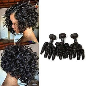 PERRUQUE - POSTICHE 3 Tissage Perruque Avec Closure Brésilien Perruque Extension Cheveux Mèche Afro Naturels Femme 8