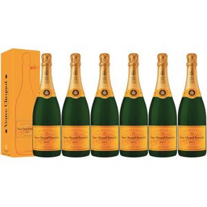 CHAMPAGNE Lot 6 Champagnes Veuve Clicquot Brut Carte Jaune 75cl avec étuis