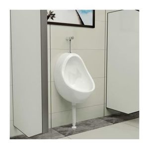WC - TOILETTES Urinoir suspendu en céramique blanc - VIDAXL - Valve de chasse d'eau - Dimensions 37x49x77 cm