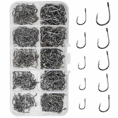 Lot de 15 hameçons de pêche en acer à haute teneur en carbone barbelé