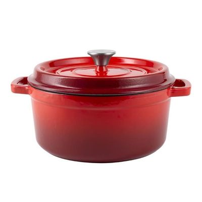 Pote de cocotte de estanho de ferro fundido esmaltado vermelho Ibili