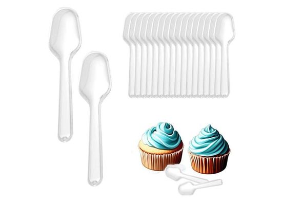 100 Petites Cuillères à Dessert Transparentes CoKeeSun 10cm - Réutilisables Pour Fêtes Et Dégustation