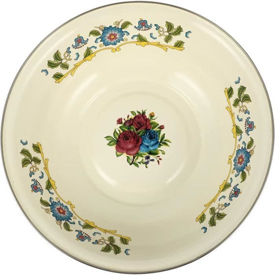 Bassin En émail Vintage Veemoon - Bol Large Pour Laver Légumes, Fruits Ou Comme Lavabo - Facile à Nettoyer - 30x30x9 Cm - 10
