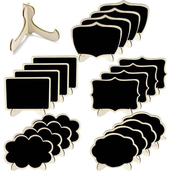 16 Pcs Tableau Noir Avec Pince, KAKOO Mini Ardoise Rectangle Avec Clip En Bois Blackboard Avec