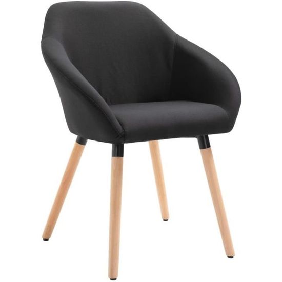 Lot de 2 Chaises de salle à manger Style Scandinave Chaise de cuisine Chaise à dîner - Noir Tissu Chic *227753