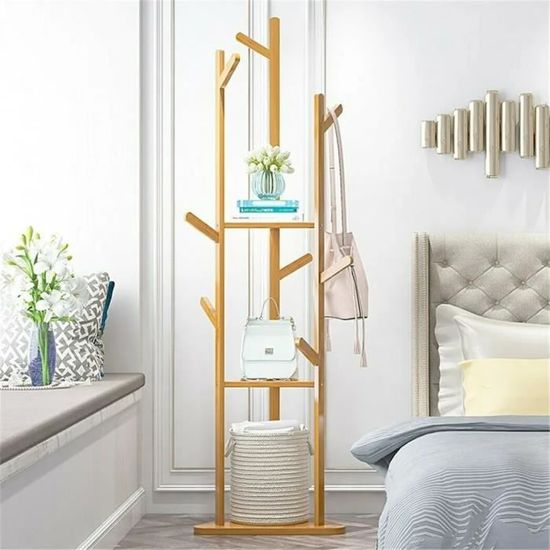 Porte-manteau Mural En Bambou Avec 6 Crochets Pour Chapeaux, Serviettes, écharpes, Sacs à Main, Vêtements, Entrée, Chambre à Coucher, Salle De Bain