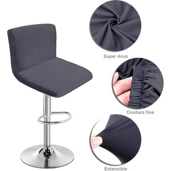 Housses Pour Tabouret De Bar Pivotant Avec Dossier Creux - Tissu Extensible, Lavable, Fermeture Zip, Antidérapant