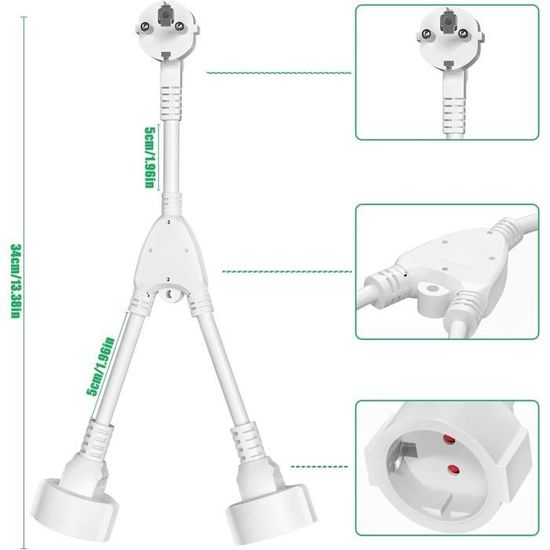 Rallonge 3 prises Schuko sans interrupteur Ewent EW395 3680W Blanc