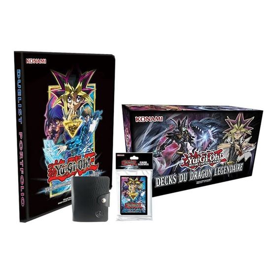 Carte Yugioh Coffret Decks du Dragon Legendaire avec 1 classeur A4 et 50 protèges cartes + 1 KDO