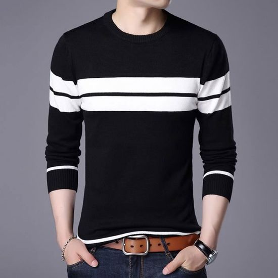 Pullover Homme Chiné Col Rond - 70% Acrylique 30% Coton - Chaud Et Confortable - Idée Cadeau