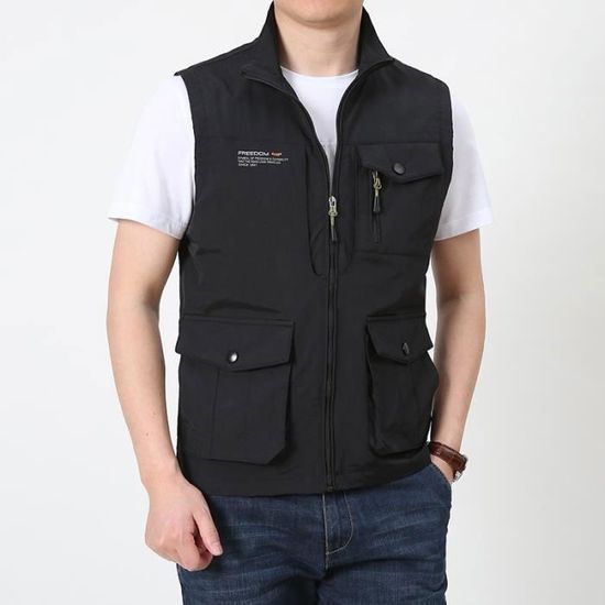 Gilet Militaire Multi-poches Respirant - Pour Pêche, Chasse, Randonnée, Tissu Quick-dry