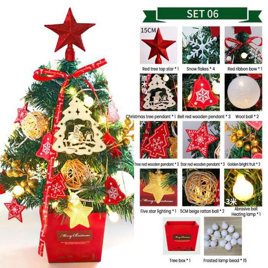 Sapin de Noël Artificiel avec Lumineux LED 50cm Mini Arbre de Noël de