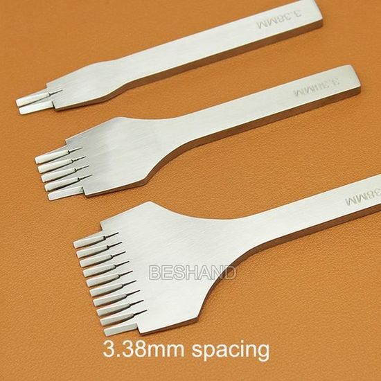 Set Punzoni Per Cuoio - 3 Pezzi Con 2, 5 E 10 Denti, Passo 3.85mm, Per Lavorazione Pelle - Foto 5
