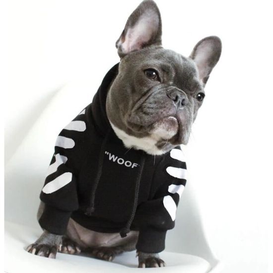 B-S -Mode chien à capuche hiver chien vêtements pour chiens manteau veste coton bouledogue français vêtements pour chiens animaux