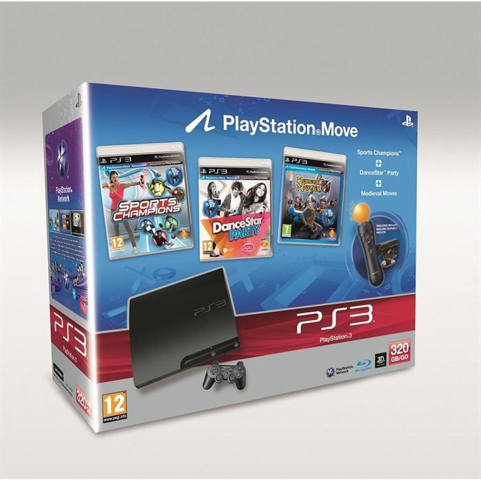 PS3 320Go BLACK + MOVE STARTER PACK + 3 JEUX Cdiscount Jeux vidéo