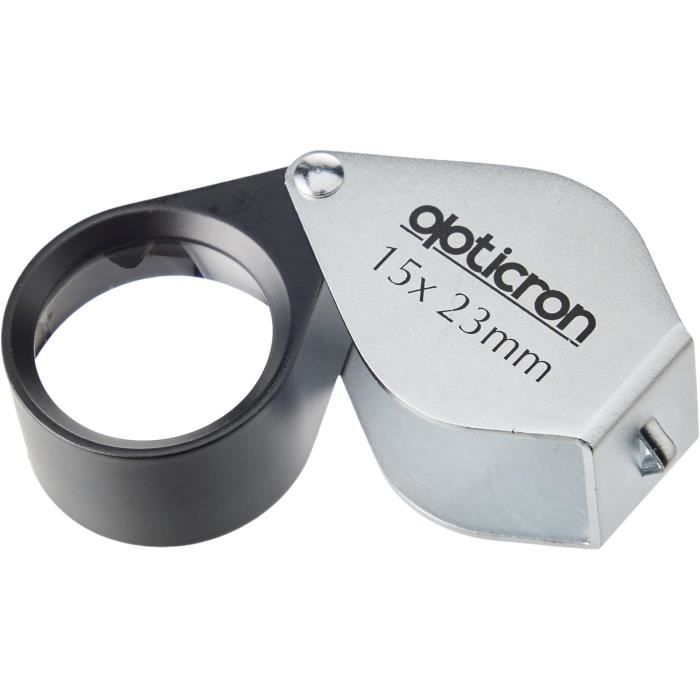 Opticron Loupe Pliable Métal 10x23mm - Loupe De Poche Pour Inspection & Collection