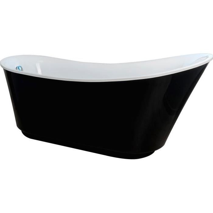 Baignoire îlot ONDEE LALIE - Acrylique renforcé 3mm - Noir/Blanc - 180x80cm