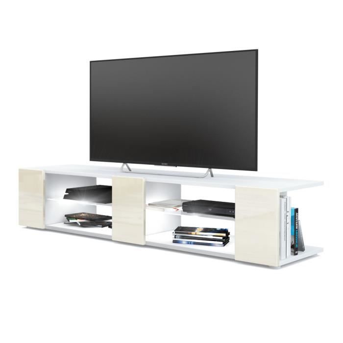 Meuble Corps En Noir Mat/façades En Blanc Haute Brillance Avec Un Decor