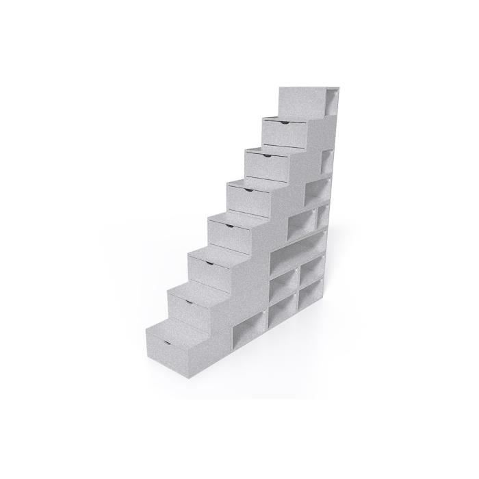 Escalier Cube de rangement hauteur 200 cm - Couleur - Gris Aluminium