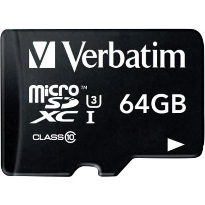 Carte microSDXC 64 Go Verbatim PRO Class 10, UHS-I, UHS-Class 3