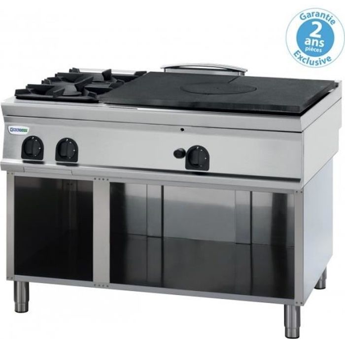 Plaque de cuisson - top 2 feux vifs gaz et plaque coup de feu à poser - gamme 900 - Tecnoinox - 900
