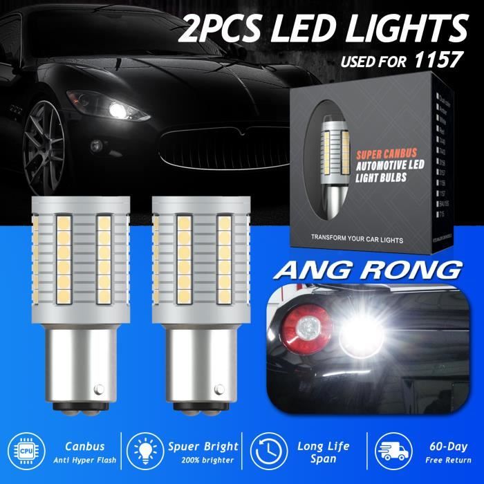 LOT 2 ANTI ERREUR CANBUS AMPOULE 12-22V P21/5W 1157 BAY15D BLANC 30W LED FEUX DE JOUR FEU STOP POSITION PHARE ARRIERE