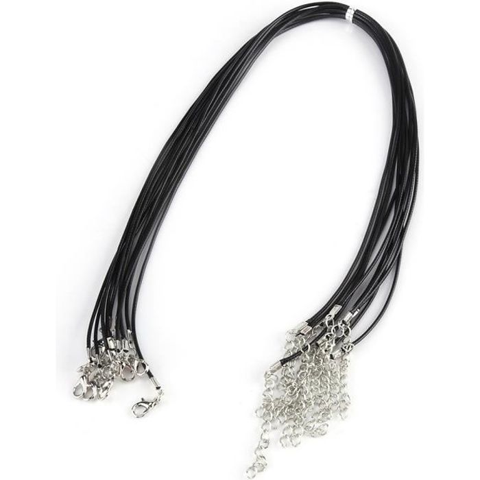 10pcs réglable collier cire corde corde cordon pour fabrication de bijoux bricolage (noir)-CWU