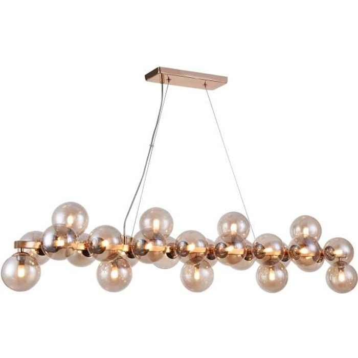 Suspension Maytoni, Style moderne, Loft, Armature en Métal couleur or , abat-jours en verre, 25 ampoules filament, excl. G9 28W
