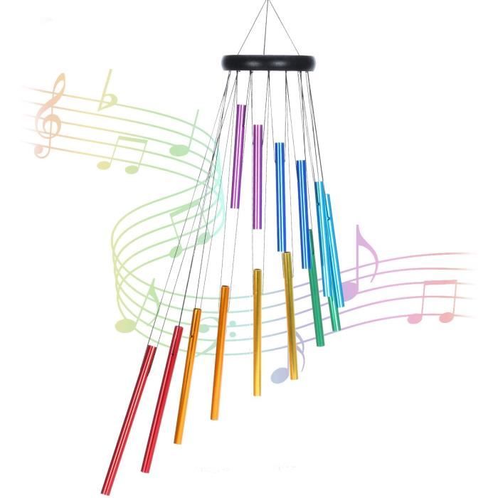 Carillon a Vent Exterieur, 14 Tube Couleur Aluminium Carillon à Vent,Deco de Arbre Moulin à Vent Jardin Exterieur 540