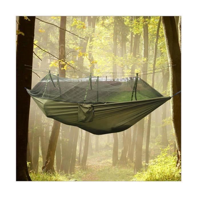 Hamac de Camping Randonnée Voyage Portable en Toile de Parachute Haute Ténacité Avec Moustiquaire Pour Deux Personnes WYK30256