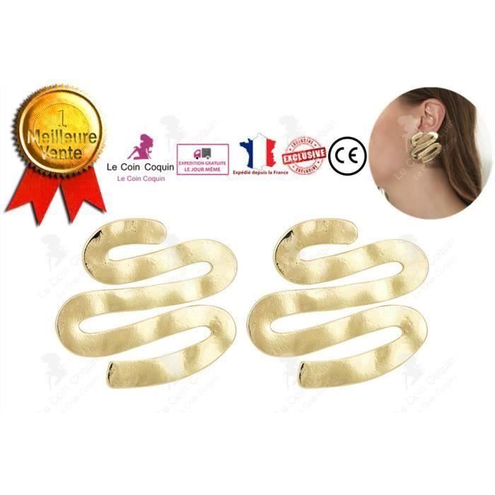 LCC Boucle d'oreilles femme or fantaisie 1 paire bijoux cadeau anniversaire léger aluminium petit qui pend fille belles fête A63068