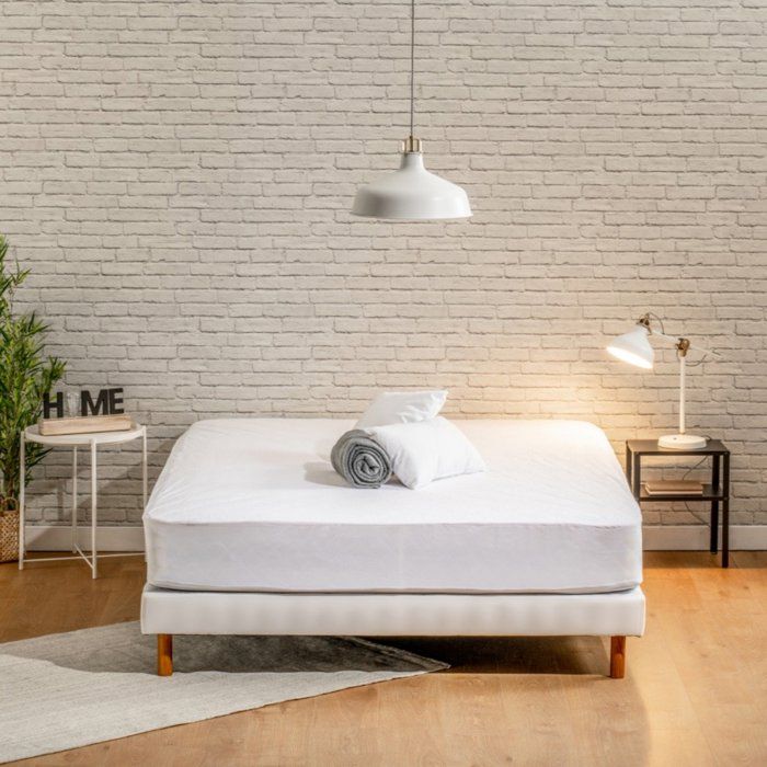 BLEU CALIN Protège matelas 140x190cm L'Anti Acariens - Molleton 100% coton - Forme drap housse bonnet 25 cm