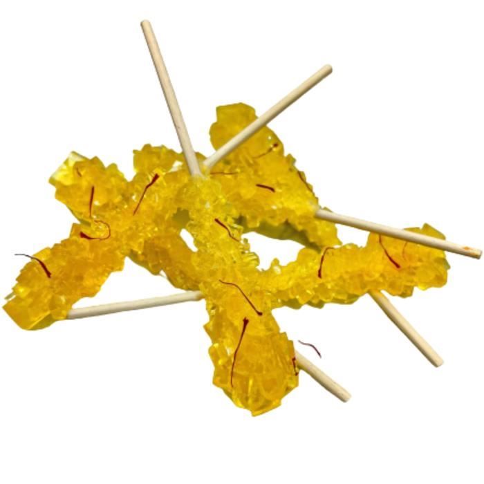 Sucre candi en bâtonnet avec pistil de safran - 20 sticks