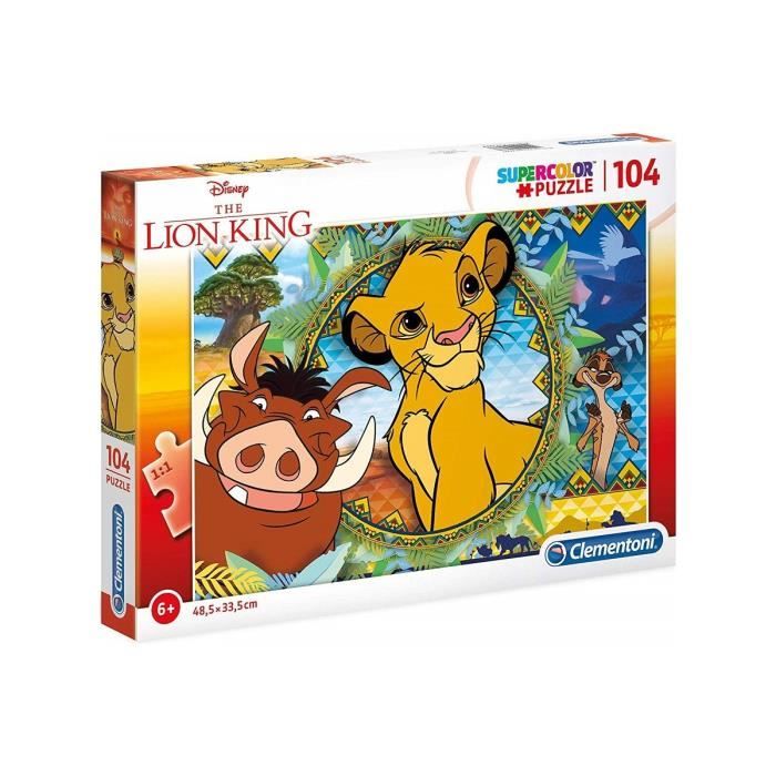 Puzzle 104 Pieces Roi Lion : Simba Avec Timon et Pumbaa - Puzzle Enfant Clementoni Disney