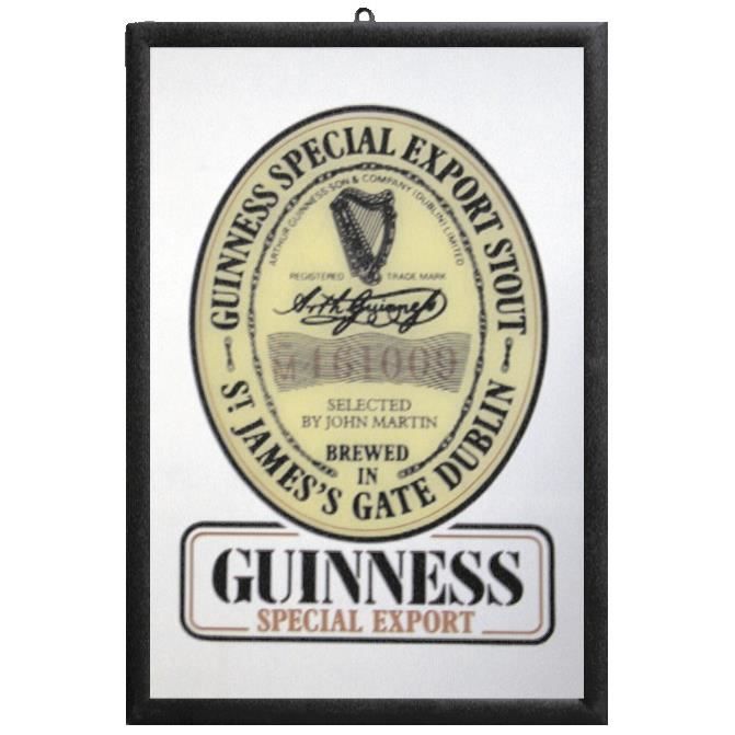 Miroir Guinness Miroir mural avec cadre noir en plastique effet bois. 32 cm x 22 cm