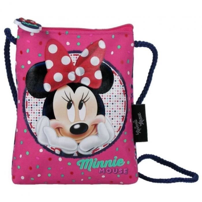 MINNIE MOUSE POCHETTE BANDOULIÈRE TOURE DE COU ROSE - IDÉE CADEAU DISNEY