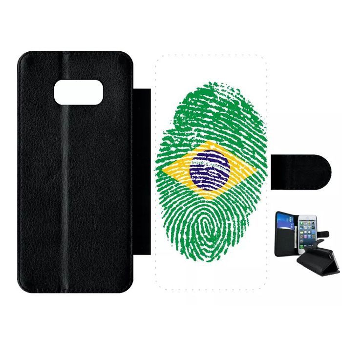 Etui a rabat - Plastique - Noir Samsung Galaxy S8+ 60 EMPREINTE DIGITALE DRAPEAU BRESIL BRAZIL
