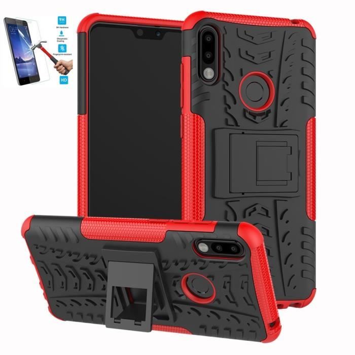 Asus Zenfone Max Pro M2 ZB631KL Anti Choc Rouge + Film Verre Trempé Coque Housse Etui hfs-house®