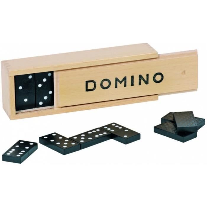 HOBBYTECH Jeux des Dominos de 28 pièces avec Son Coffret Boite en Bois 3,7 x 1,8 cm Noir Jeu Classique de Table et de société pour A