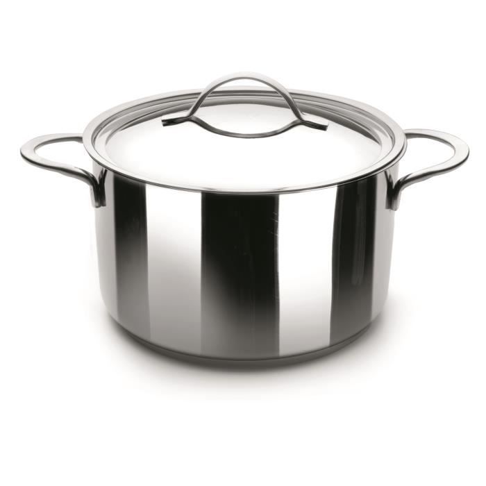 MARMITE INOX NOAH 0 24 CM AVEC COUVERCLE. TOUS FEUX DONT INDUCTION. FOND SANDWICH INOX-ALUMINIUM-INOX 18/10. PASSE AU FOUR. PASSE...