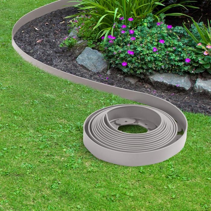 ID MARKET - Bordurette de jardin flexible grise 10M + 30 piquets d'ancrage
