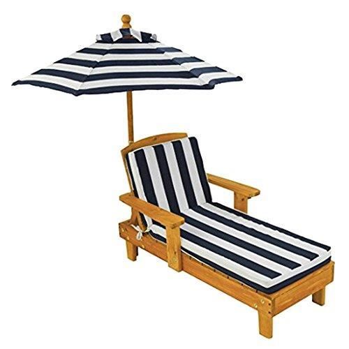 KidKraft 105 Chaise longue en bois avec parasol - Meuble de jardin pour enfant