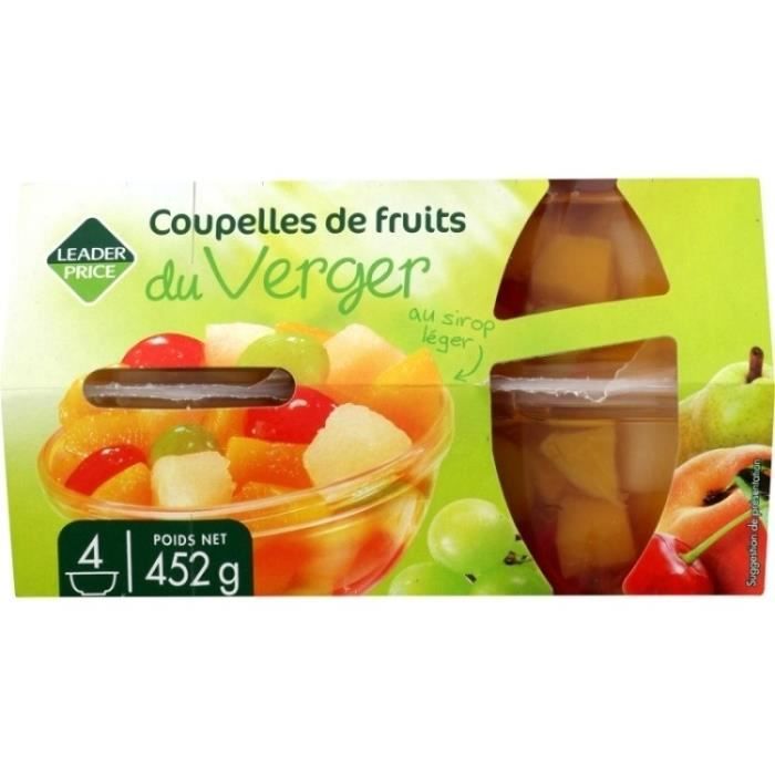 Coupelles de fruits du verger 425g Leader Price