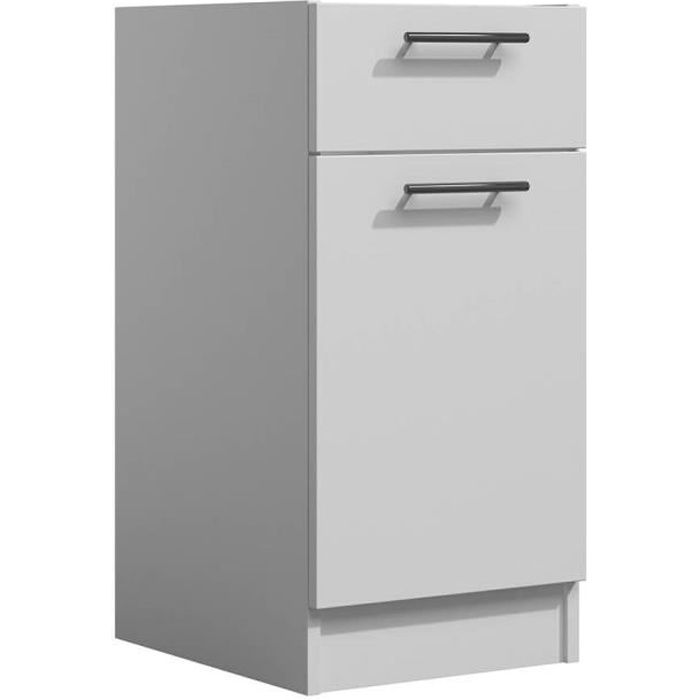 LILA - Meuble de cuisine bas 40 cm 1 porte 1 tiroir blanc