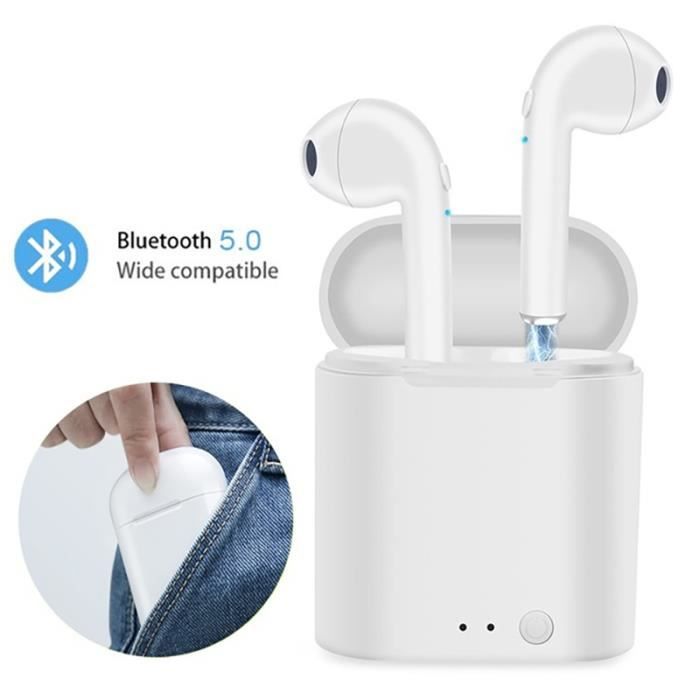 HBQ I7S TWS Écouteurs Bluetooth, Casque sans Fil Stéréo V5.0 avec Station de Charge pour iPhone, iPad, Samsung, Nexus, Huawei