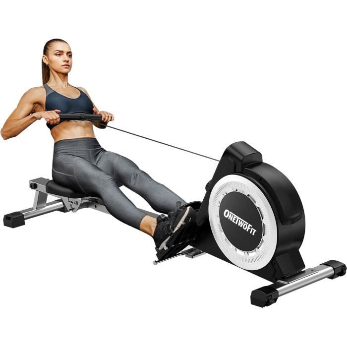 OneTwoFit Rameur de Rameur d'appartement avec résistance réglable de 16 niveaux, moniteur numérique, Max 120 kg OT267
