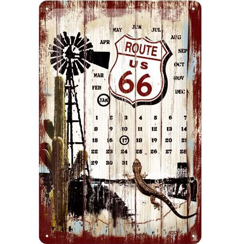 Plaque métal Route 66 Calendrier Perpétuel