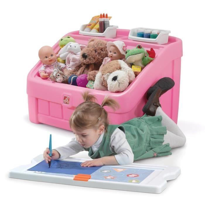 Coffre à jouets et table à dessiner Step2 Rose pour enfant fille 2 ans et plus