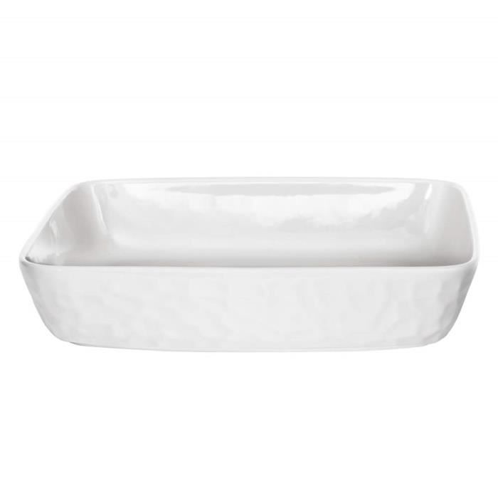 PLAT RECTANGULAIRE 32 X 25 GRES MARTELLO BLANC NEURE NEUTRE