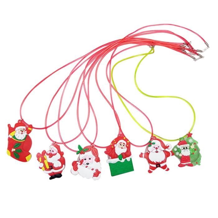 6 PCS Creative LED Colliers Mignon Collier Lumineux Pendentif Chaîne Cadeaux De Noël pour Enfants CHAINE DE COU VENDUE SEULE